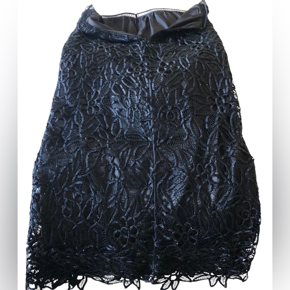 Silken Poetry Size Large Stylish Black 100% SILK Formal Lace Skirt and Top Set. - Picture 5 of 11